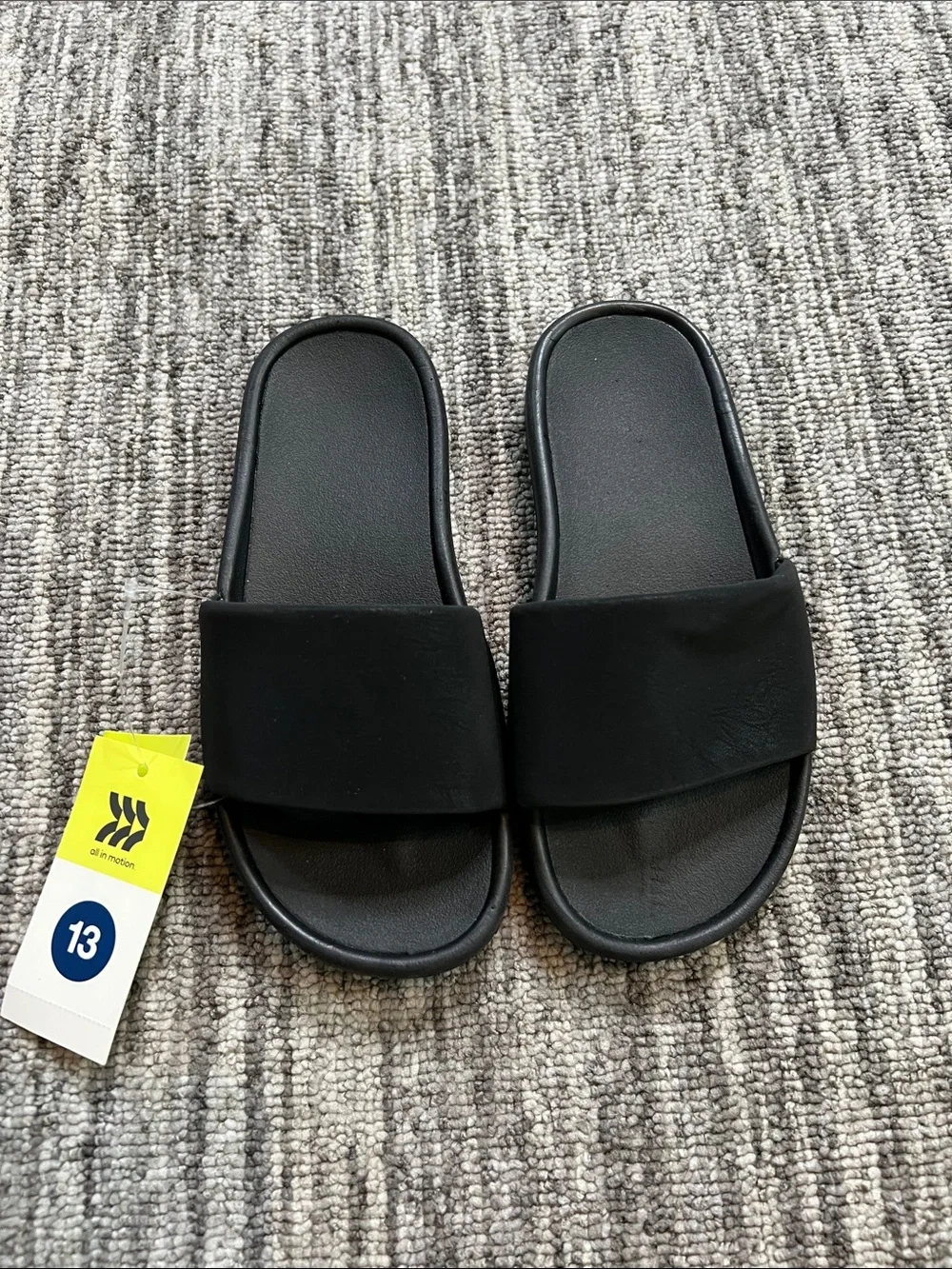 All In Motion - Kids' Black Slip- On Slide Sandals Size 13